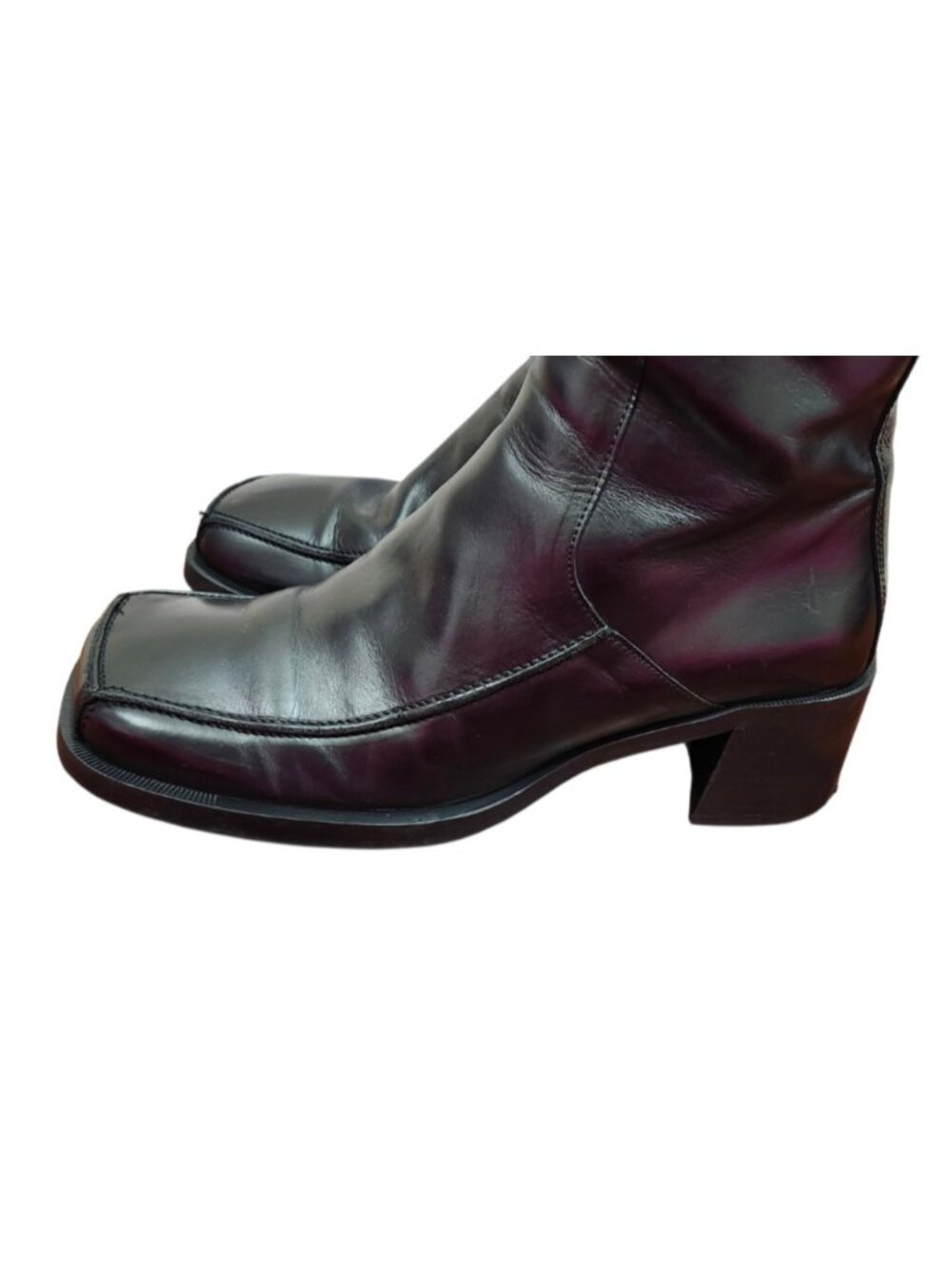 E8 by Miista Black Leather Mid Calf Boots EU 40 Square Toe Block Heel - Picture 8 of 16